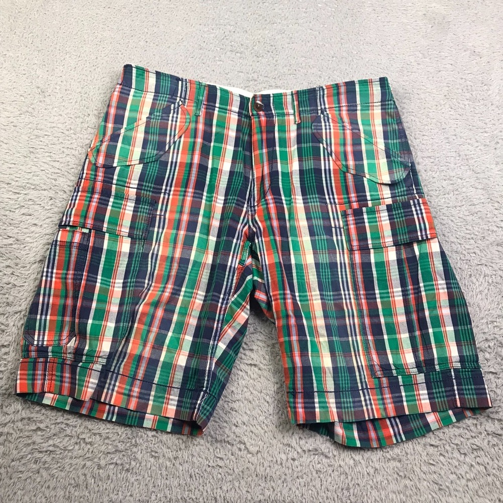 Polo Ralph Lauren Shorts Mens 34 Colorful Plaid 11" Cargo Cotton Chino Vintage